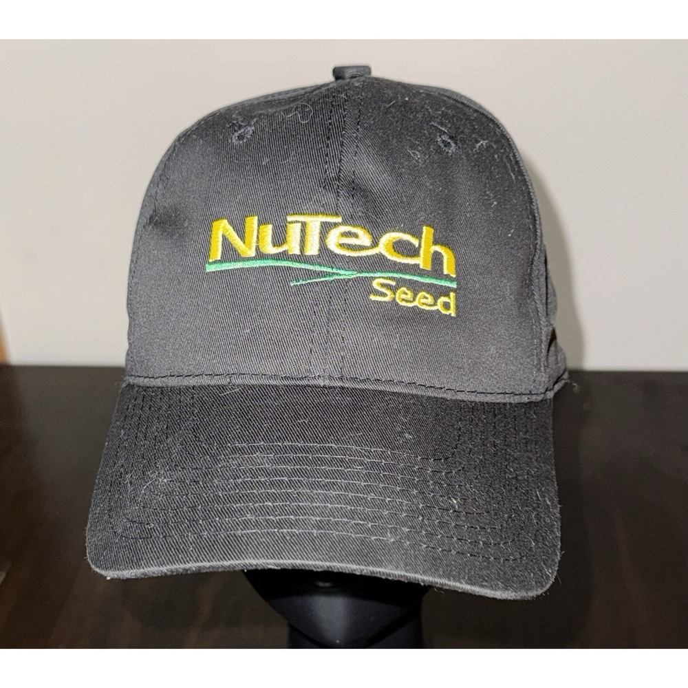 NuTech Seed Black Trucker Hat Baseball Cap Adjustable Raised 3D Logo Headliner V